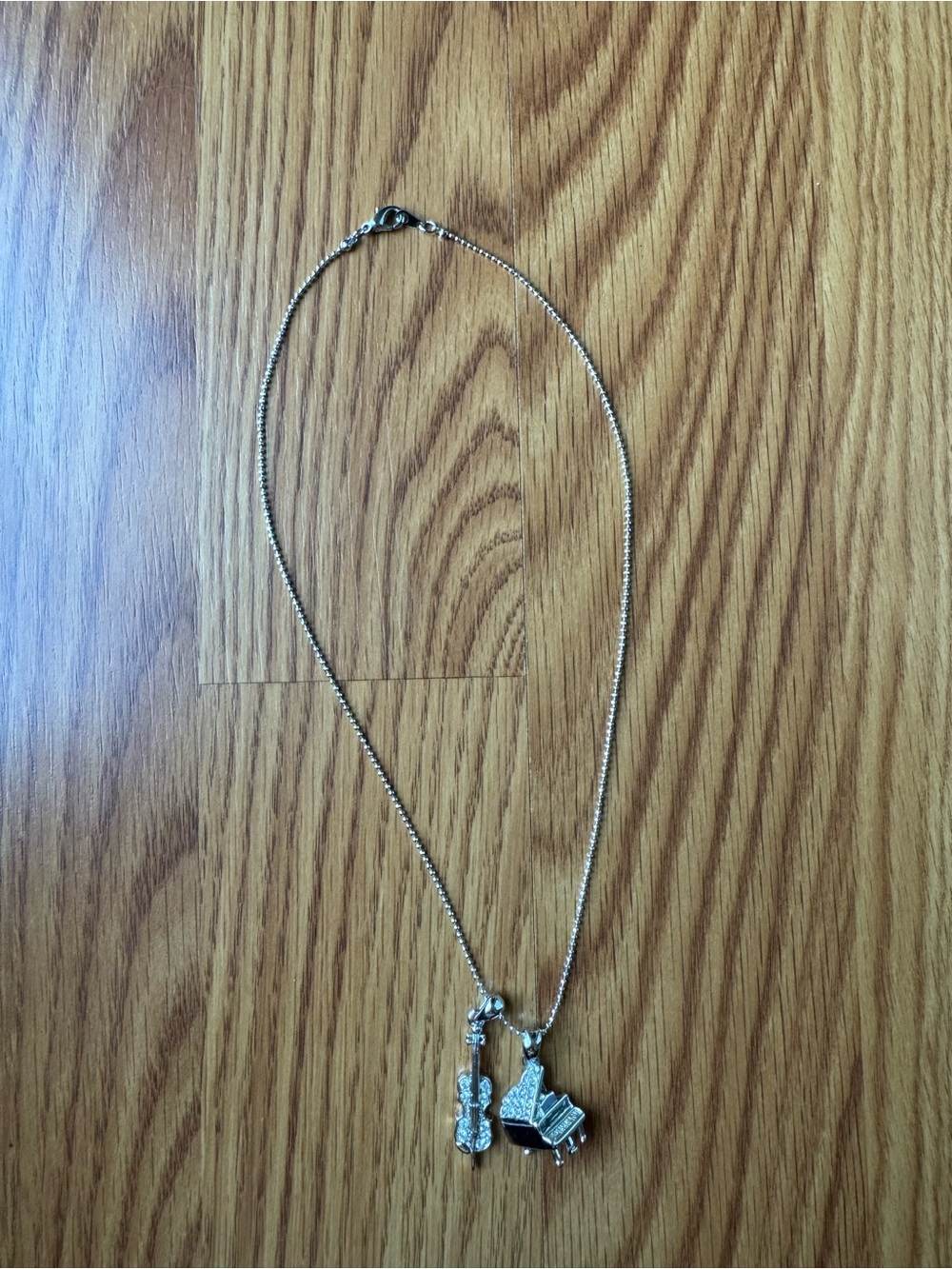 Silver Piano & Violin Charm Pendant Necklace